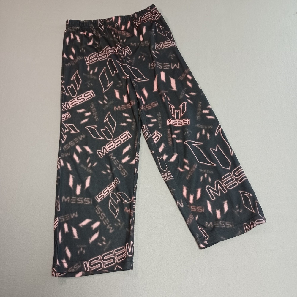 Messi Collection Boys Black Pink Logo Pajama Pants‎ Size XS 4/5 ZAMF4042